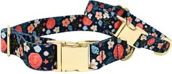 Pink Papyrus Navy Floral Synthetic Dog Collar, X-Small: 8 to 12-in neck 5/8-in wide