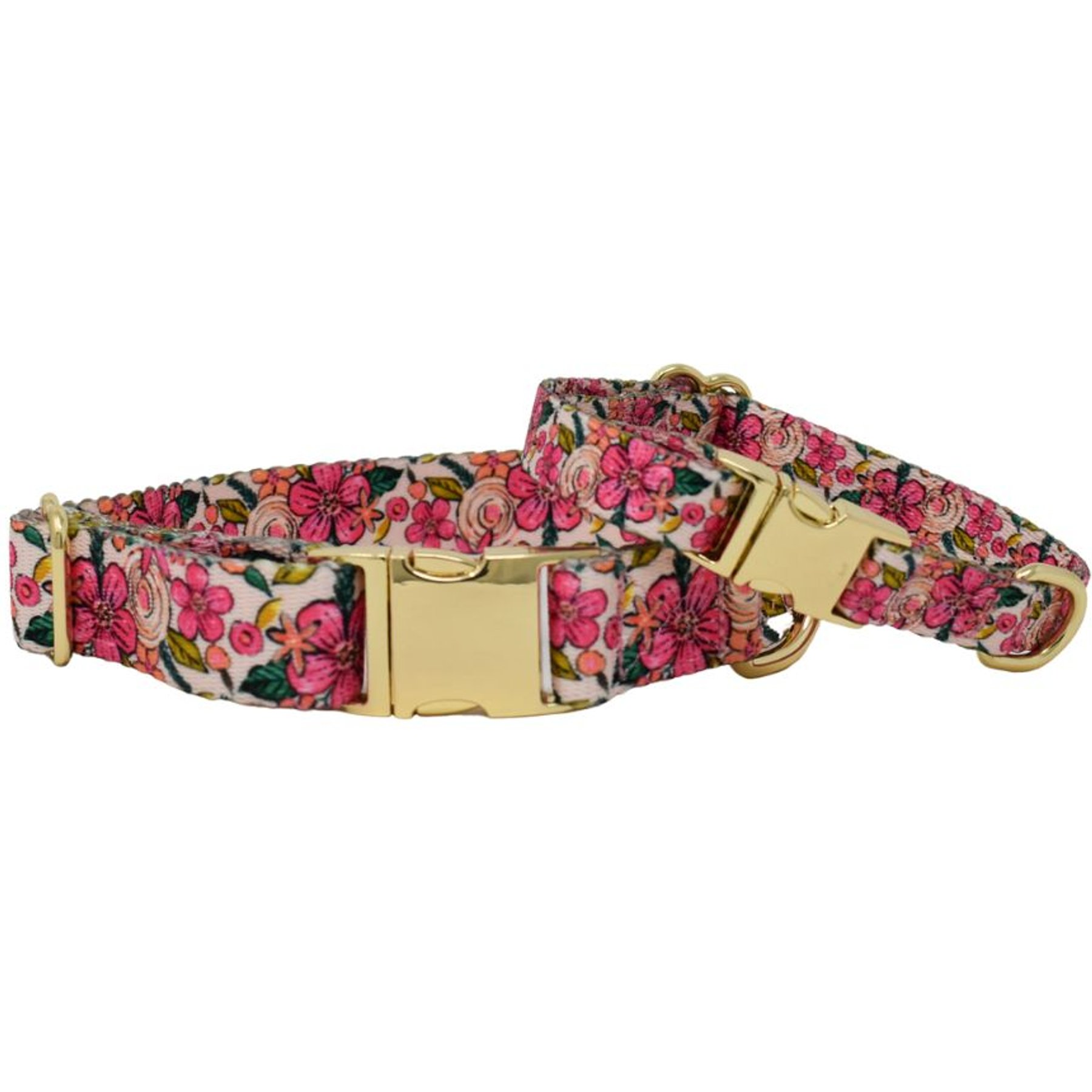 Pink Papyrus Pink Floral Synthetic Dog Collar, Small: 11 to 16-in neck 5/8-in wide