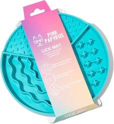 Pink Papyrus Silicone Slow Feeder Dog Lick Mat, Blue