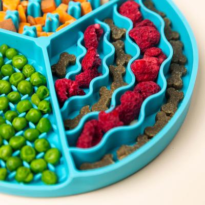 Show full view: Pink Papyrus Silicone Slow Feeder Dog Lick Mat, Blue slide 4 of 6