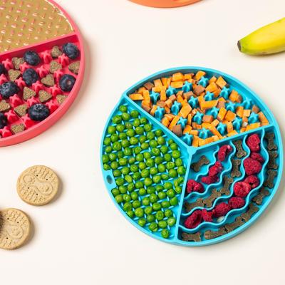 Show full view: Pink Papyrus Silicone Slow Feeder Dog Lick Mat, Blue slide 3 of 6