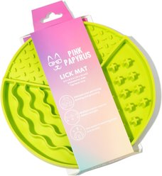 Pink Papyrus Silicone Slow Feeder Dog Lick Mat, Green