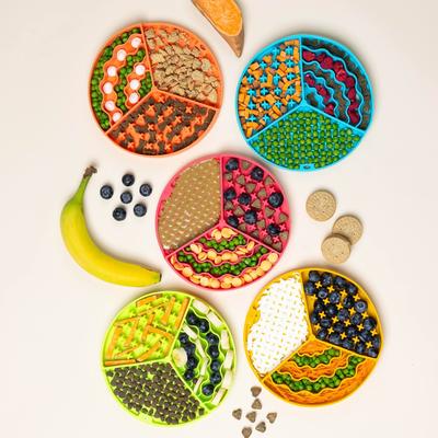 Show full view: Pink Papyrus Silicone Slow Feeder Dog Lick Mat, Green slide 2 of 5