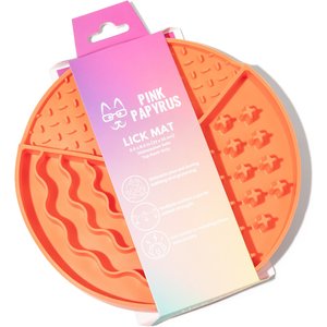 Pink Papyrus Silicone Slow Feeder Dog Lick Mat, Orange