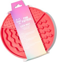 Pink Papyrus Silicone Slow Feeder Dog Lick Mat, Pink