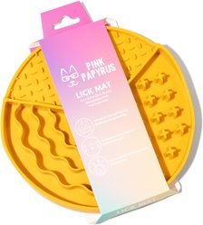 Pink Papyrus Silicone Slow Feeder Dog Lick Mat, Yellow