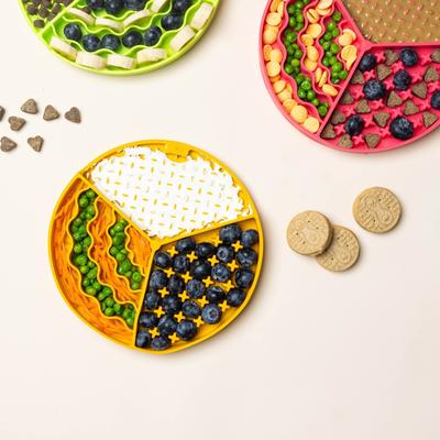 Show full view: Pink Papyrus Silicone Slow Feeder Dog Lick Mat, Yellow slide 3 of 5