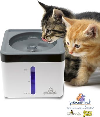 Show full view: Pioneer Pet Mini Vortex Plastic Dog & Cat Water Fountain, White, 80-oz + Replacement, White, Small, 3 count slide 5 of 7