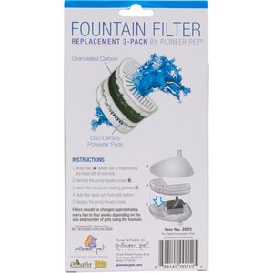 Pioneer Pet Replacement Filters for Ceramic & Stainless Steel Fountains, 3 pack