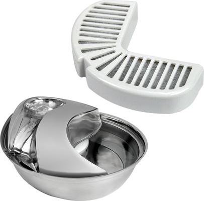 Show full view: Pioneer Pet Stainless Steel Dog & Cat Fountain Raindrop Design, 60-oz + Replacement Filters, 3 pack slide 1 of 8