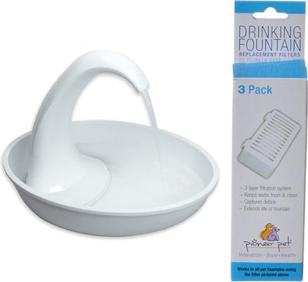 Show full view: Pioneer Pet Swan Cat Drinking Fountain + Crate Drinking Fountain T-shaped Filter, 3 pack slide 1 of 9