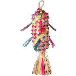 Planet Pleasures Spiked Piñata Natural Bird Toy, Color Varies, Medium