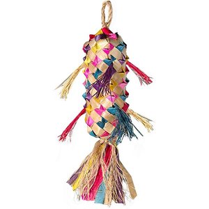 Planet Pleasures Spiked Piñata Natural Bird Toy, Color Varies, Small