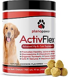 Plano Paws ActivFlex Advanced Hip & Joint Natural Chicken Flavor Soft Chews Dog Supplement, 120 count