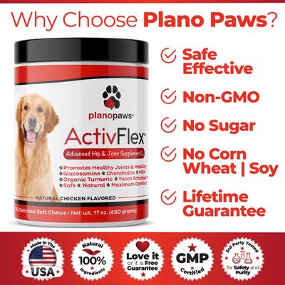 Show full view: Plano Paws ActivFlex Advanced Hip & Joint Natural Chicken Flavor Soft Chews Dog Supplement, 120 count slide 5 of 8