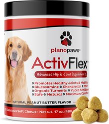 Plano Paws ActivFlex Advanced Hip & Joint Natural Peanut Butter Flavor Soft Chews Dog Supplement, 120 count