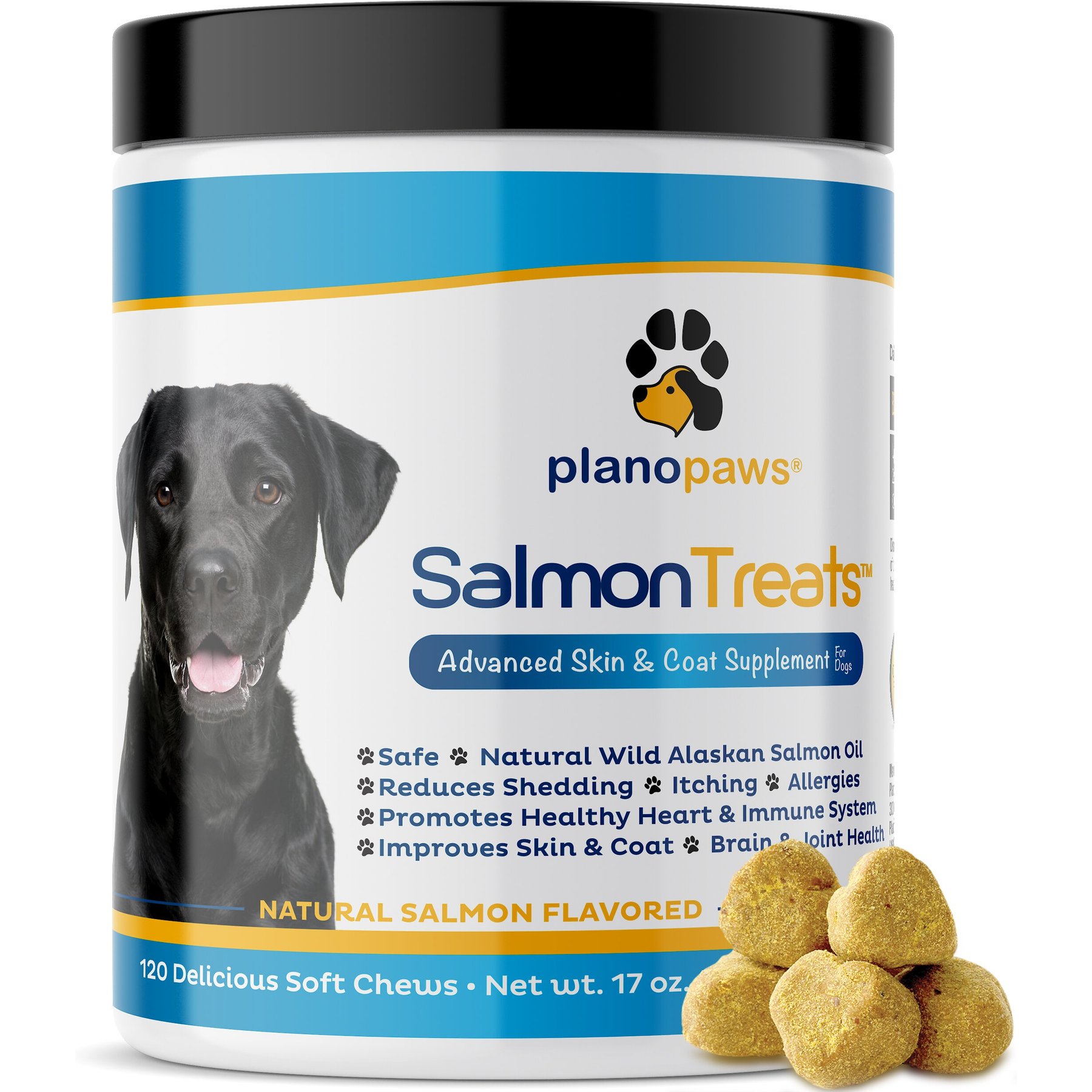 Plano Paws Salmon Advanced Skin & Coat Natural Salmon Flavor Soft Chews Dog Supplement, 120 count