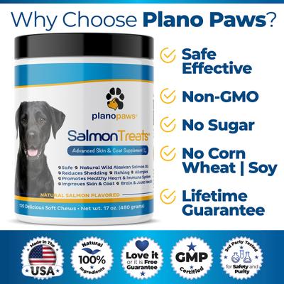 Show full view: Plano Paws Salmon Advanced Skin & Coat Natural Salmon Flavor Soft Chews Dog Supplement, 120 count slide 5 of 7