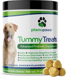 Plano Paws Tummy Treats Advanced Probiotic Natural Chicken Flavor Soft Chews Dog Supplement, 120 count