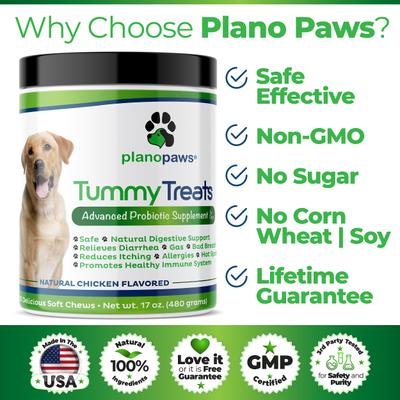 Show full view: Plano Paws Tummy Treats Advanced Probiotic Natural Chicken Flavor Soft Chews Dog Supplement, 120 count slide 5 of 7