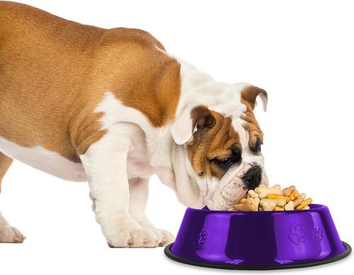 Show full view: Platinum Pets Non-Skid Stainless Steel Embossed Dog & Cat Bowl, Electric Purple, 3.5-cup slide 3 of 9