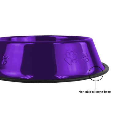Show full view: Platinum Pets Non-Skid Stainless Steel Embossed Dog & Cat Bowl, Electric Purple, 3.5-cup slide 5 of 9