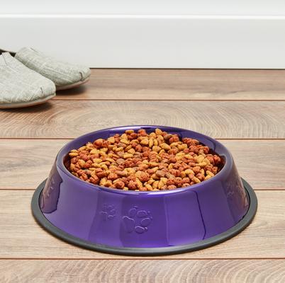 Show full view: Platinum Pets Non-Skid Stainless Steel Embossed Dog & Cat Bowl, Electric Purple, 3.5-cup slide 6 of 9