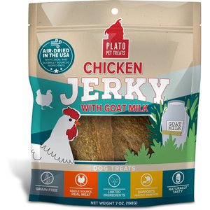Plato Chicken Jerky with Goat's Milk Dog Treat, 7-oz bag