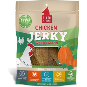 Plato Chicken Jerky with Pumpkin Dog Treat, 16-oz bag