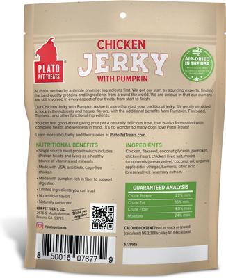 Show full view: Plato Chicken Jerky with Pumpkin Dog Treat, 16-oz bag slide 3 of 3