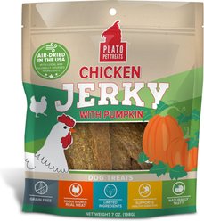 Plato Chicken Jerky with Pumpkin Dog Treat, 7-oz bag