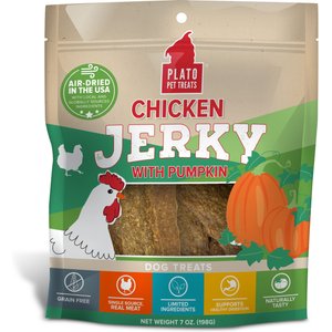 Plato Chicken Jerky with Pumpkin Dog Treat, 7-oz bag