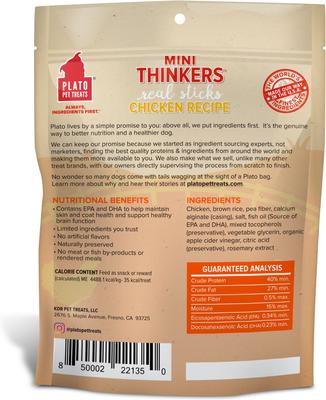 Show full view: Plato Mini Thinkers Chicken Recipe Dog Treats, 6-oz bag slide 3 of 8