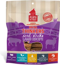 Plato Mini Thinkers Real Sticks Lamb Recipe Dog Treats, 3-oz bag
