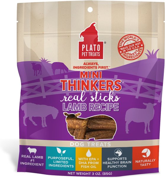 Plato Mini Thinkers Real Sticks Lamb Recipe Dog Treats