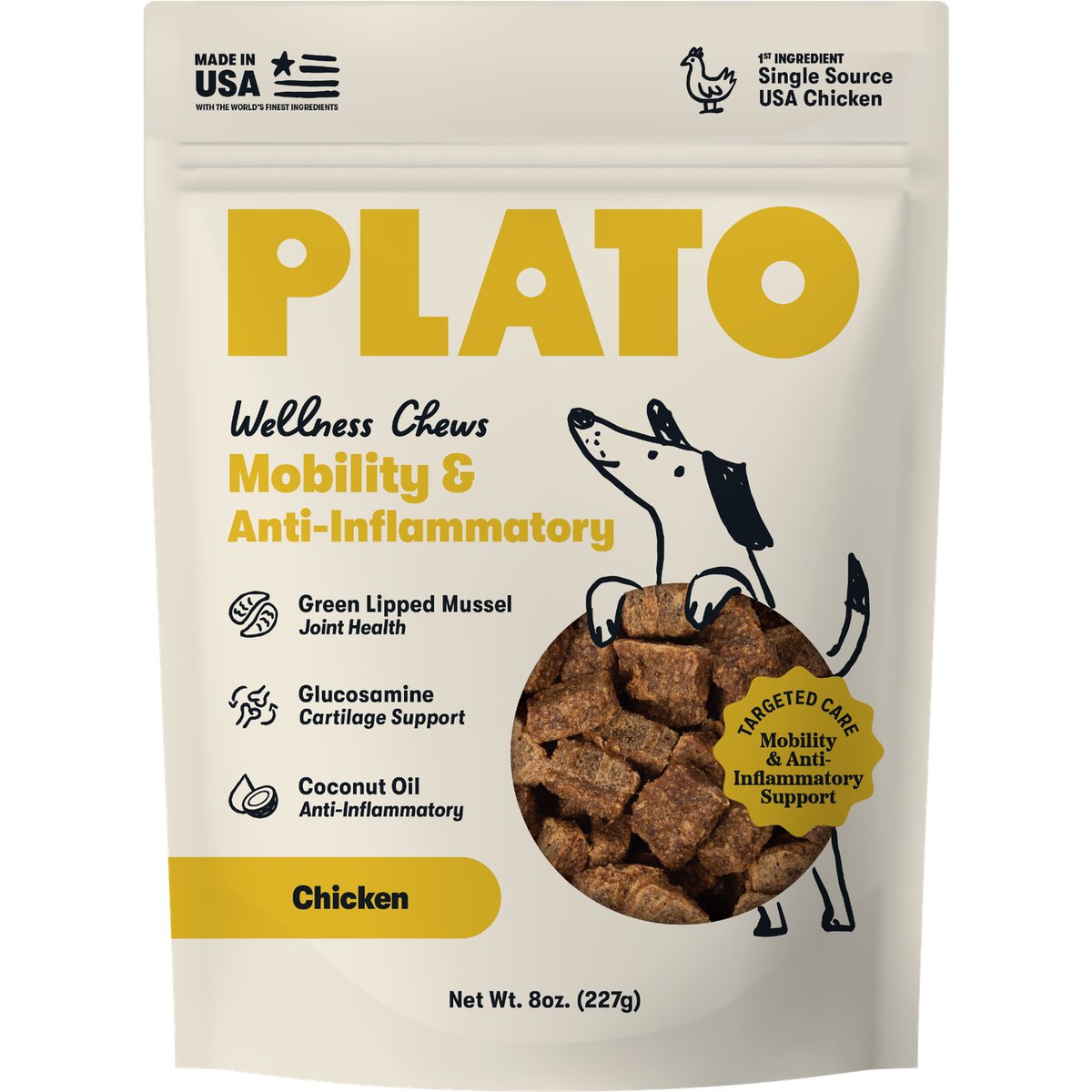 Plato Mobility & Anti-Inflammatory Jerky Supplement for Dogs, 60 count