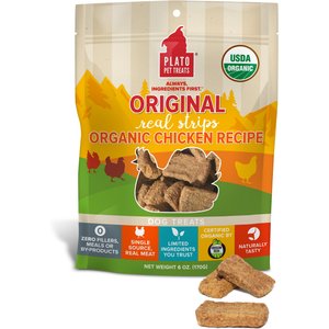 Plato Original Real Strips Chicken Recipe Dog Treats, 3-oz bag
