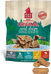 Plato Original Real Strips Duck Recipe Dog Treats, 3-oz bag