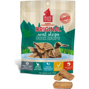 Plato Original Real Strips Duck Recipe Dog Treats, 3-oz bag
