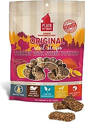Plato Original Real Strips Turkey & Sweet Potato Recipe Grain-Free Dog Treats, 18-oz bag
