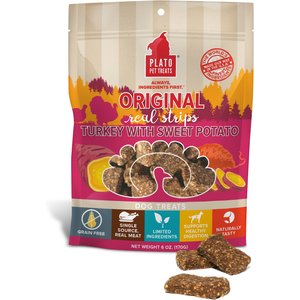 Plato Original Real Strips Turkey & Sweet Potato Recipe Grain-Free Dog Treats, 18-oz bag