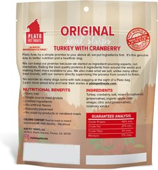 Plato Original Real Strips Turkey with Cranberry Grain-Free Dog Treats, 3-oz bag slide 2 of 3