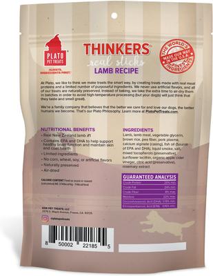 Show full view: Plato Thinkers Real Sticks Lamb Recipe Dog Treats, 10-oz bag slide 3 of 8