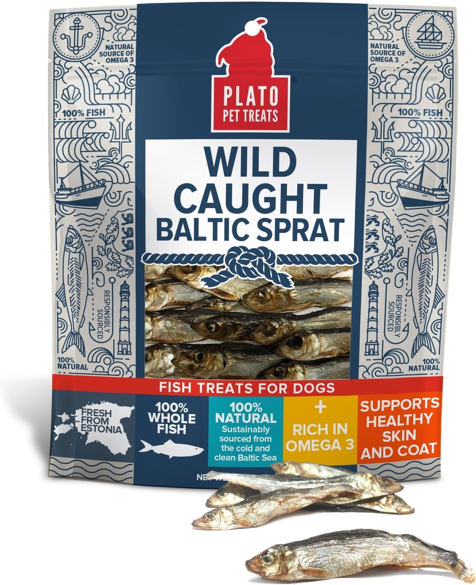 PLATO Wild Caught Baltic Sprat Dog Treats, 3-oz bag - Chewy.com