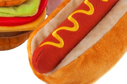 Show full view: P.L.A.Y. Pet Lifestyle and You American Classic Food Hot Dog Squeaky Plush Dog Toy slide 3 of 7