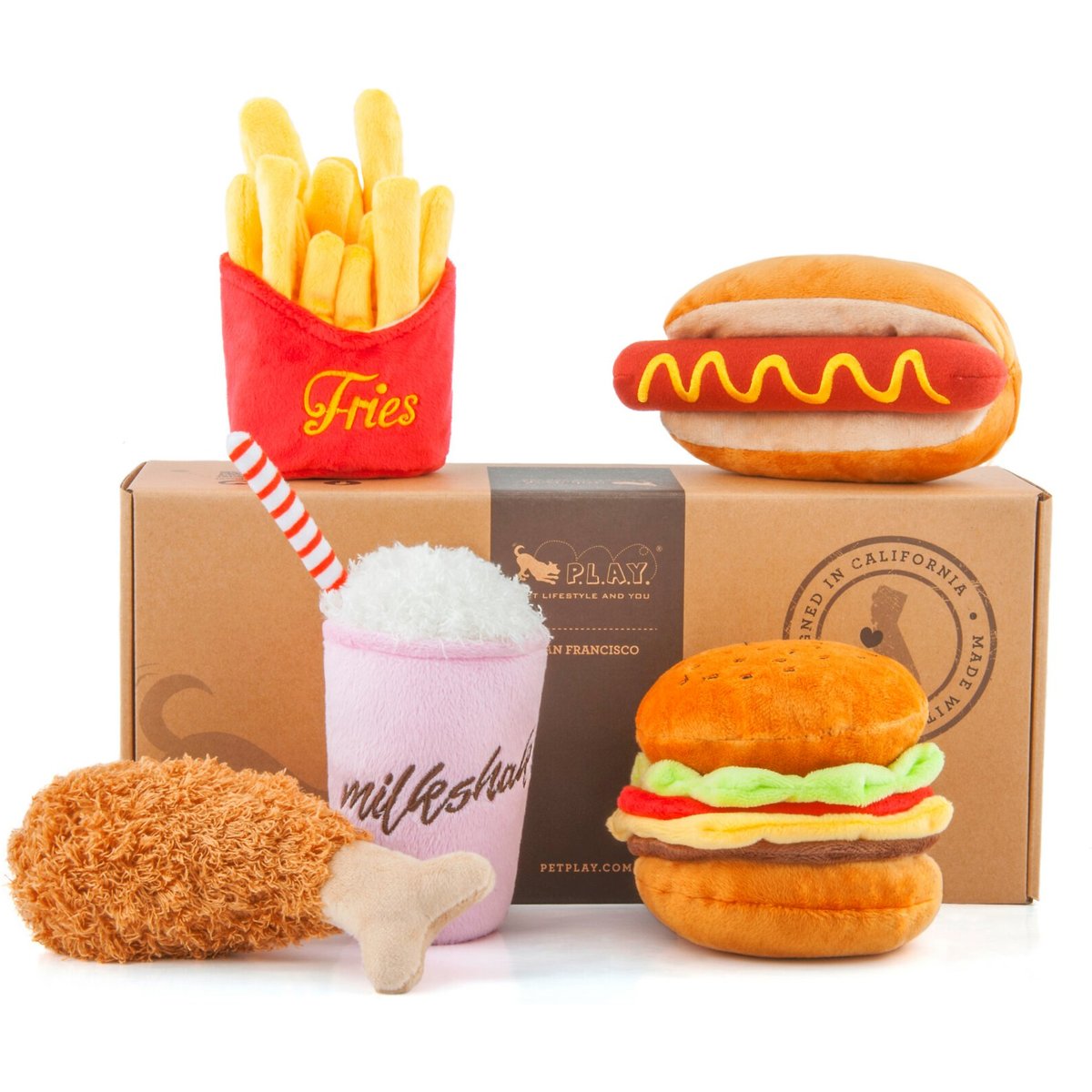 P.L.A.Y. Pet Lifestyle and You American Classic Food Set Squeaky Plush Dog Toy