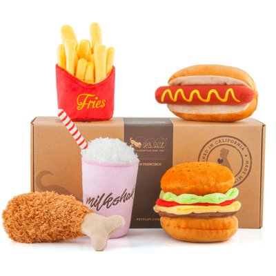 P.L.A.Y. Pet Lifestyle and You P.L.A.Y. Pet Lifestyle and You American Classic Food Set Squeaky Plush Dog Toy