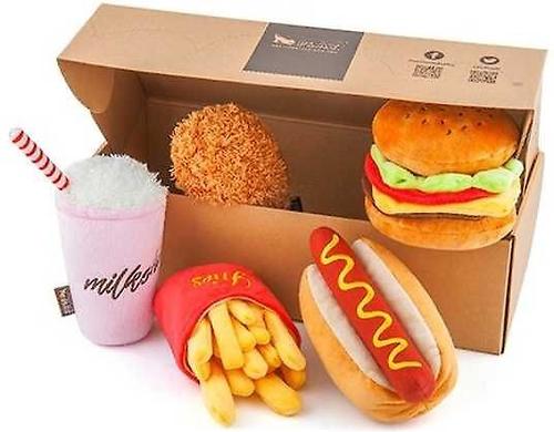 Show full view: P.L.A.Y. Pet Lifestyle and You American Classic Food Set Squeaky Plush Dog Toy slide 4 of 6