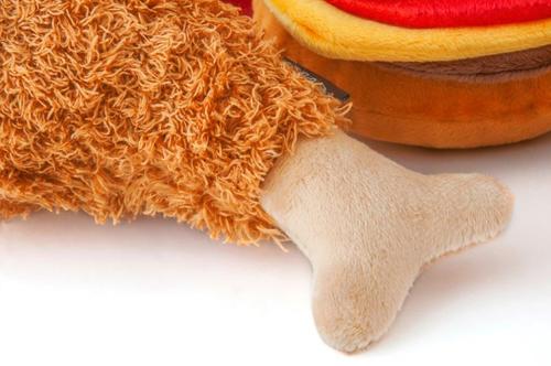 Show full view: P.L.A.Y. Pet Lifestyle and You American Classic Fried Chicken Plush Squeaky Dog Toy, X-Small slide 2 of 4