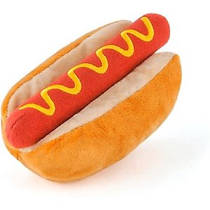P.L.A.Y. Pet Lifestyle and You American Classic Hot Dog Plush Squeaky Dog Toy, X-Small